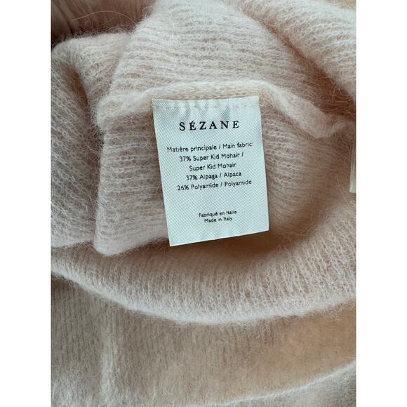Sezane Sienna Sweater Kid Mohair Alpaca Nude Peach Pink Small Braided V neck - Picture 5 of 9